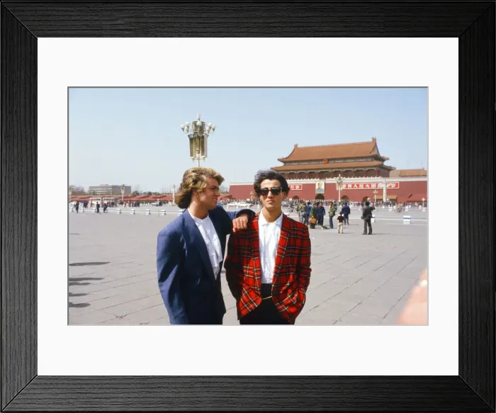 Framed Print : British pop group Wham pictured on their 10-day visit to China, April 1985 Framed Print : British pop group Wham pictured on their 10-day visit to China, April 1985