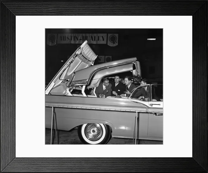 Framed Print : Earls Court Motor show. The Ford Fairlane Skyline Framed Print : Earls Court Motor show. The Ford Fairlane Skyline