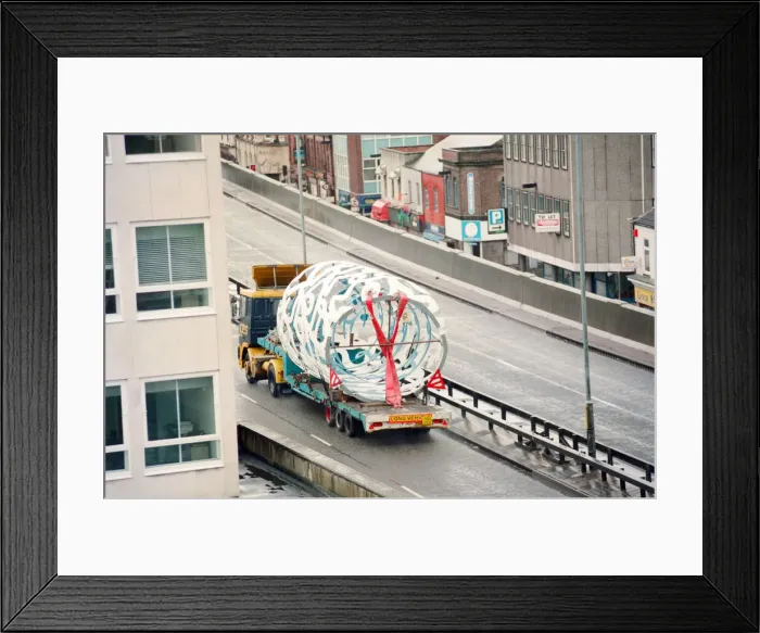 Framed Print : A massive bottle-neck on the A66, beneath the buildings of Middlesbrough Framed Print : A massive bottle-neck on the A66, beneath the buildings of Middlesbrough
