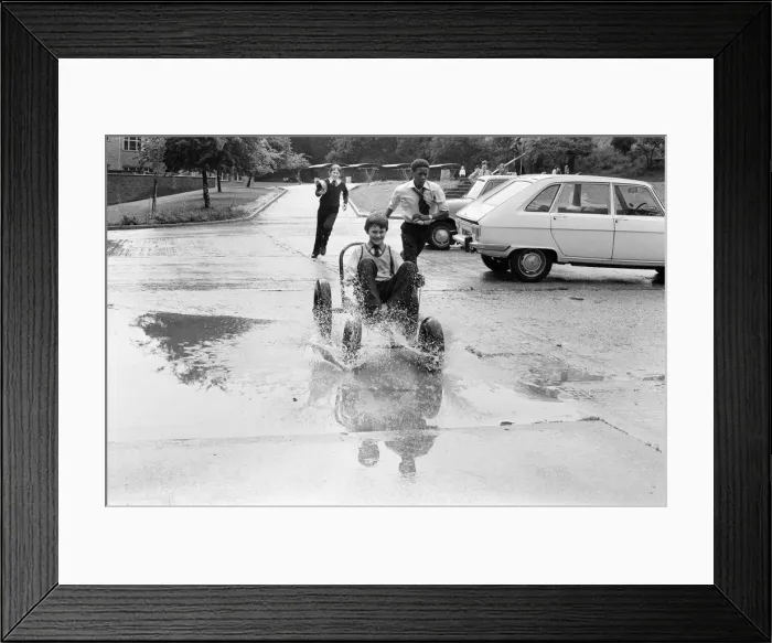 Framed Print : Soap Box Races at Stoneham Boys School, Reading, Berkshire, June 1980