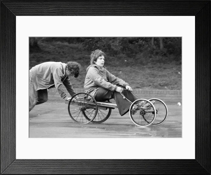Framed Print : Soap Box Races at Stoneham Boys School, Reading, Berkshire, June 1980 Framed Print : Soap Box Races at Stoneham Boys School, Reading, Berkshire, June 1980
