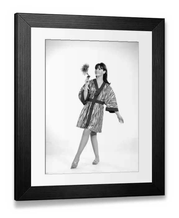 Framed Print : Clothing: Fashion: Kimono: Model: Rosemary Bell. 1966 B2049-006