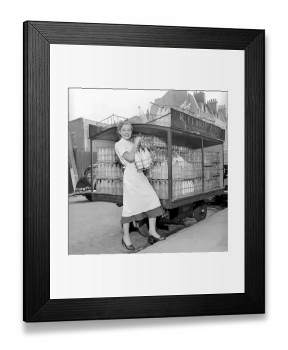 Framed Print : Milk Woman cum Ballerina. Barbara Ferris who by day delivers the milk and the eggs