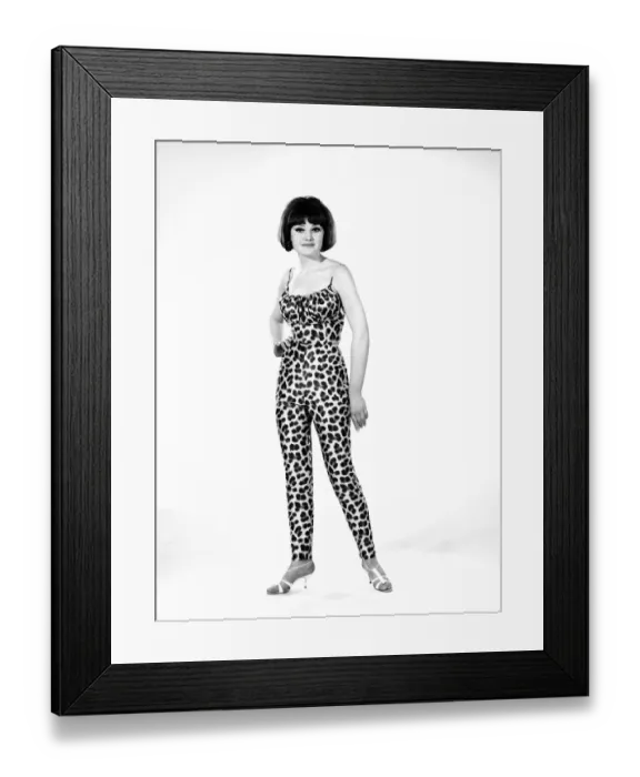 Framed Print : Model, Debbie Attwood, poses in the latest beachwear fashion, Studio Pix, 1963 Framed Print : Model, Debbie Attwood, poses in the latest beachwear fashion, Studio Pix, 1963