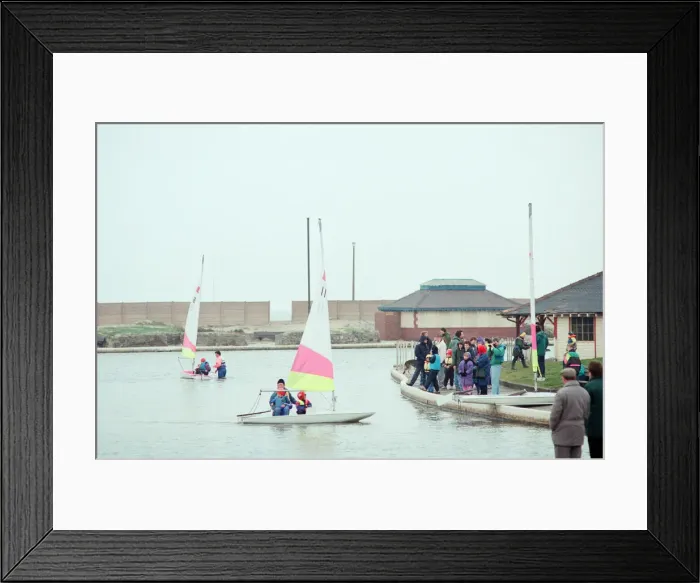Framed Print : Coatham Boating Lake, Redcar, North Yorkshire, England, 7th April 1992