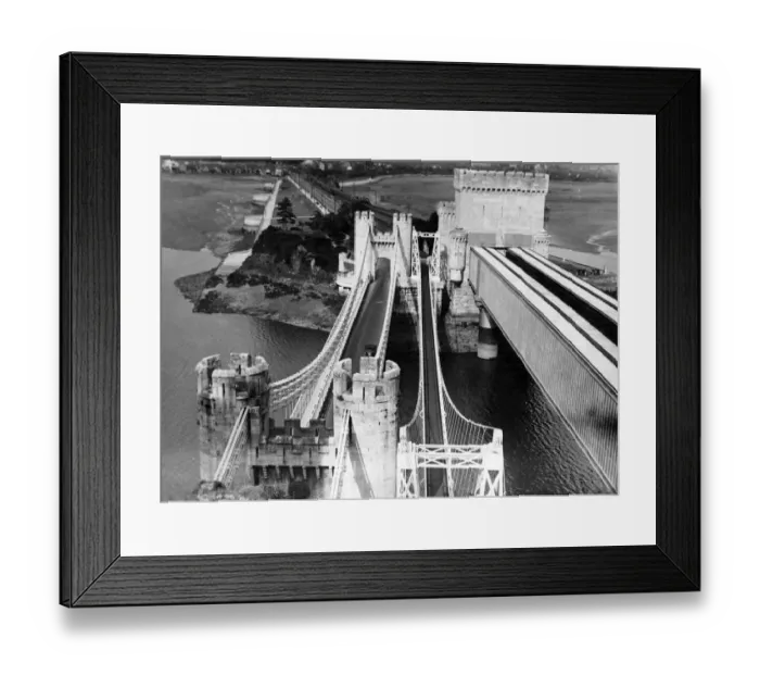 Framed Print : A birds eye view of Conwy Bridges, from Conwy Castle Framed Print : A birds eye view of Conwy Bridges, from Conwy Castle