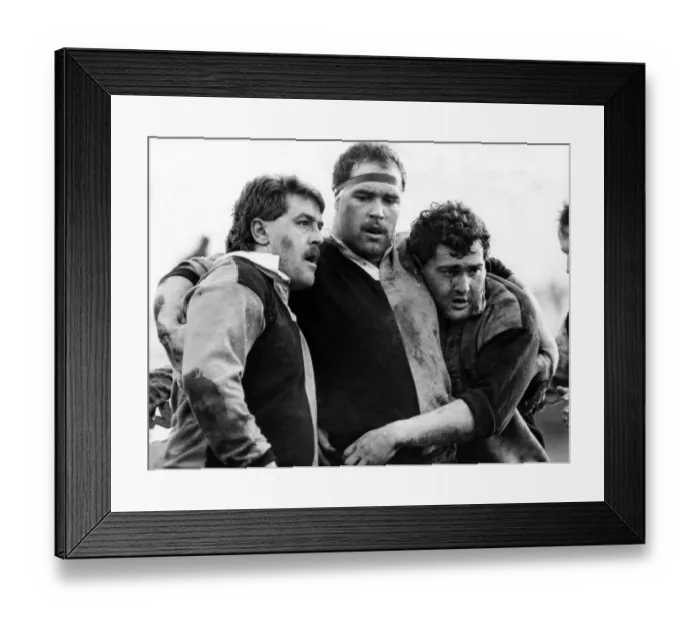 Framed Print : Newport v Newbridge, cup match. Newbridge front row, left to right, Neil Hitchman
