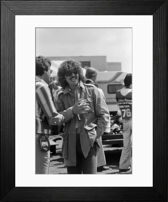 Framed Print : George Harrison at the British Grand Prix motor racing qualifying sessions at Silverstone Framed Print : George Harrison at the British Grand Prix motor racing qualifying sessions at Silverstone