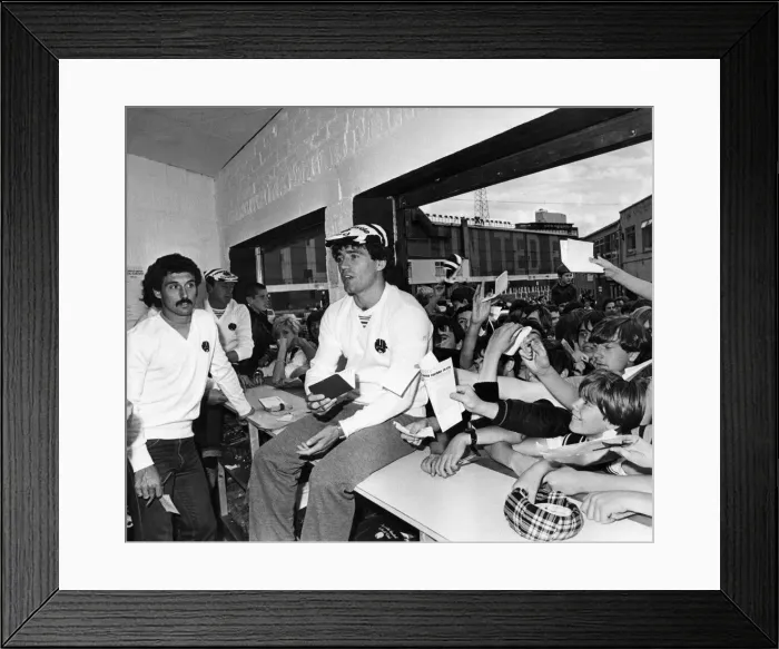 Framed Print : Newcastle United footballer Kevin Keegan is greeted by jubilant Newcastle fans as he Framed Print : Newcastle United footballer Kevin Keegan is greeted by jubilant Newcastle fans as he