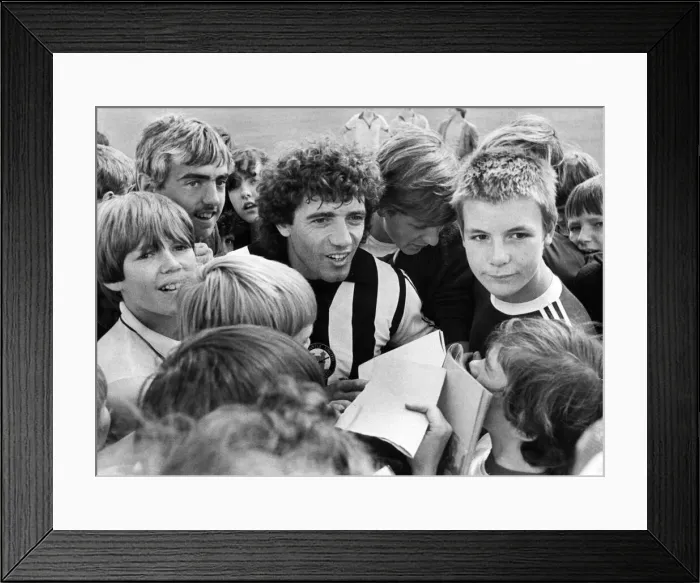 Framed Print : Newcastle United footballer Kevin Keegan is surrounded by young Newcastle fans during a Framed Print : Newcastle United footballer Kevin Keegan is surrounded by young Newcastle fans during a