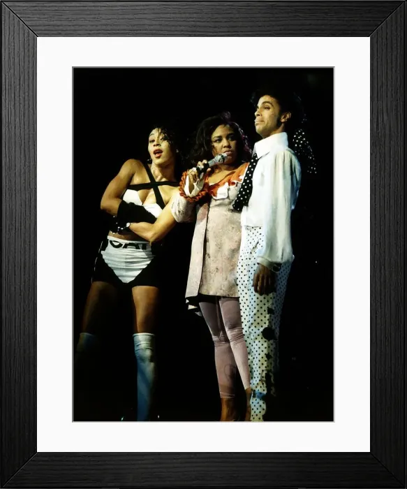 Framed Print : Prince Musician Pop Star on stage performing with backing singers Framed Print : Prince Musician Pop Star on stage performing with backing singers