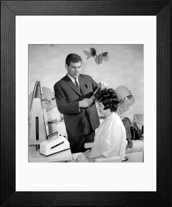 Framed Print : Woman have her hair cut and curled at the hair dressers, 7th June 1962 Framed Print : Woman have her hair cut and curled at the hair dressers, 7th June 1962