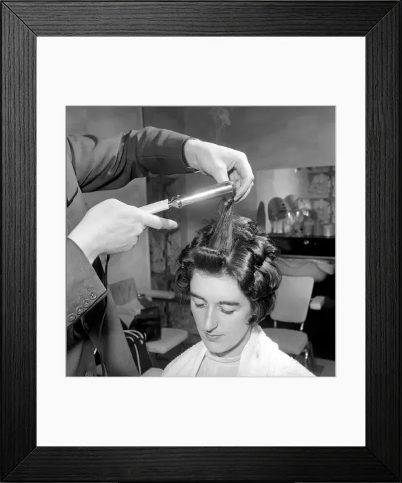 Framed Print : Woman have her hair cut and curled at the hair dressers, 7th June 1962 Framed Print : Woman have her hair cut and curled at the hair dressers, 7th June 1962