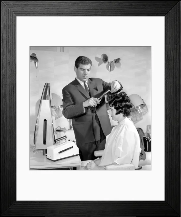 Framed Print : Woman have her hair cut and curled at the hair dressers, 7th June 1962