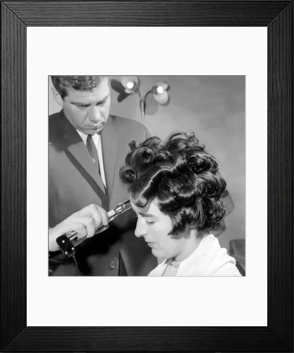 Framed Print : Woman have her hair cut and curled at the hair dressers, 7th June 1962 Framed Print : Woman have her hair cut and curled at the hair dressers, 7th June 1962