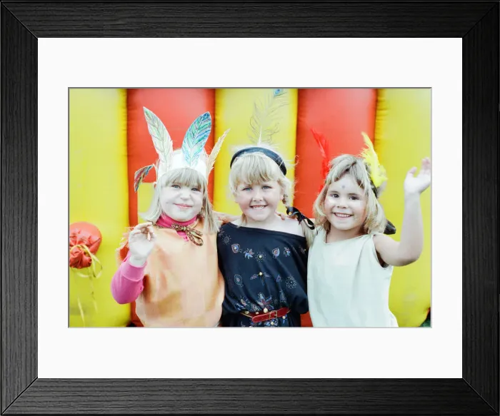 Framed Print : Golcar Nursery school children pictured during a Wild West fund day and barbecue Framed Print : Golcar Nursery school children pictured during a Wild West fund day and barbecue