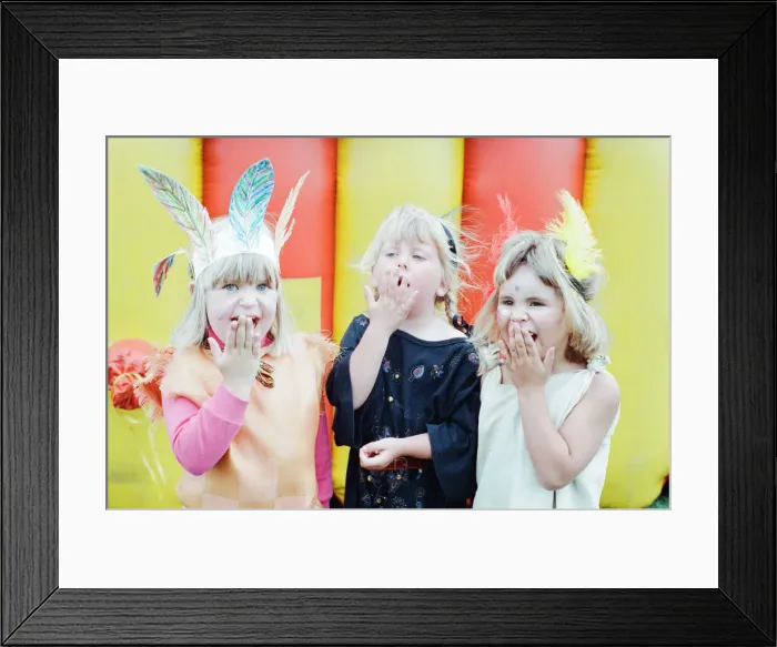 Framed Print : Golcar Nursery school children pictured during a Wild West fund day and barbecue