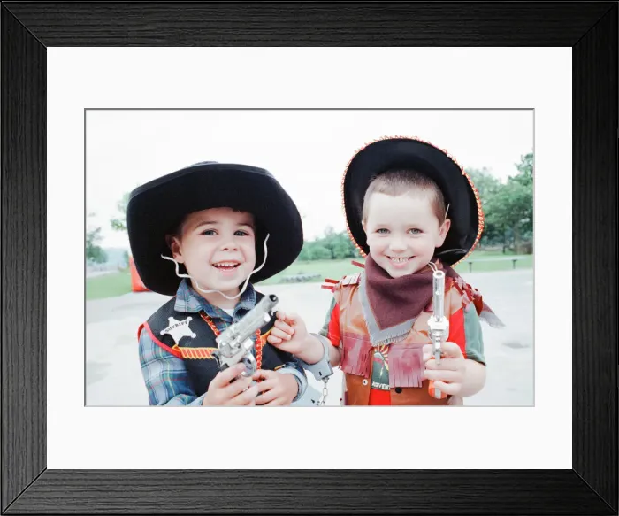 Framed Print : Golcar Nursery school children pictured during a Wild West fund day and barbecue Framed Print : Golcar Nursery school children pictured during a Wild West fund day and barbecue