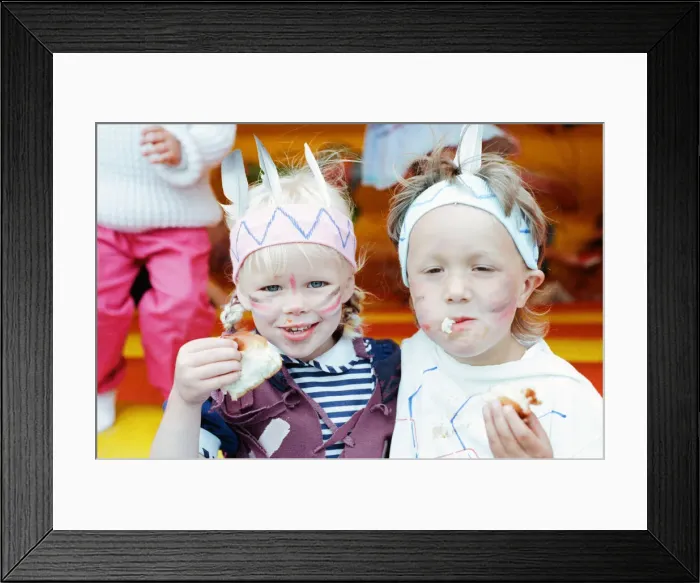 Framed Print : Golcar Nursery school children pictured during a Wild West fund day and barbecue Framed Print : Golcar Nursery school children pictured during a Wild West fund day and barbecue
