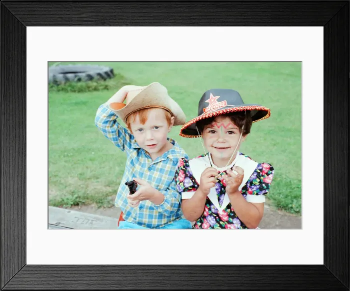Framed Print : Golcar Nursery school children pictured during a Wild West fund day and barbecue Framed Print : Golcar Nursery school children pictured during a Wild West fund day and barbecue