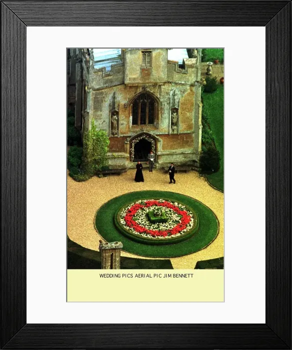 Framed Print : Aerial view of Henry Dent Brocklehurst wedding May 1998 who married Model Lili Framed Print : Aerial view of Henry Dent Brocklehurst wedding May 1998 who married Model Lili