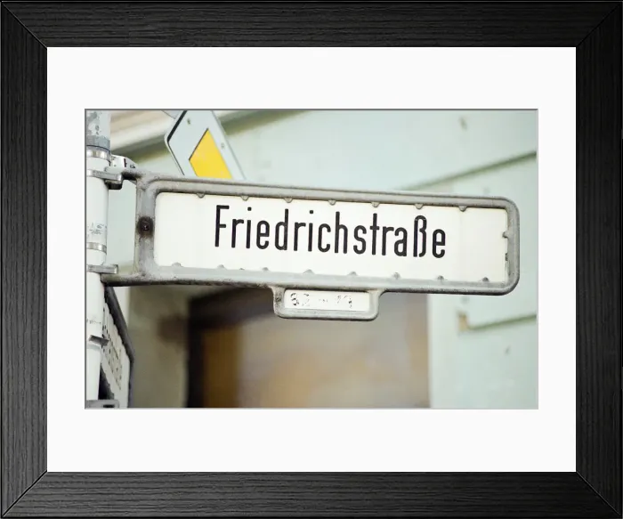 Framed Print : Friedrichstrasze, Street sign, central Berlin, Germany, 7th April 1995 Framed Print : Friedrichstrasze, Street sign, central Berlin, Germany, 7th April 1995