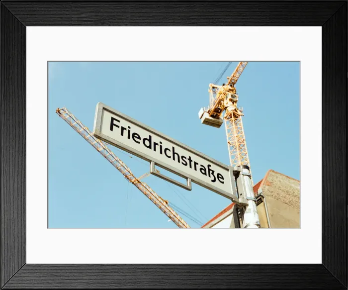 Framed Print : Friedrichstrasze, Street sign, central Berlin, Germany, 7th April 1995