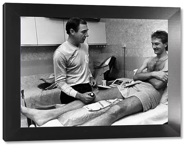 George Dalton, Physiotherapist, Coventry City Football Club, treating player Kevan Smith