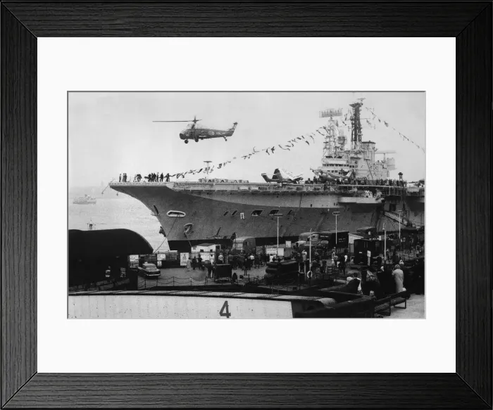 Framed Print : A helicopter taking off from the aircraft carrier HMS Centaur Framed Print : A helicopter taking off from the aircraft carrier HMS Centaur