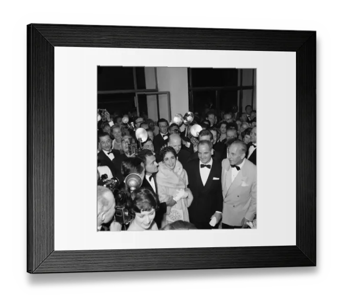 Framed Print : Elizabeth Taylor and husband, film producer Mike Todd, pictured on opening night of Framed Print : Elizabeth Taylor and husband, film producer Mike Todd, pictured on opening night of
