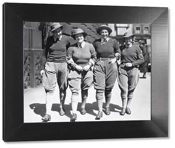 Land Army Girls out and about in Reading. Circa 1942