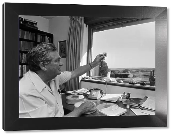 Denis Healey at leisure in his study at his home in Sussex