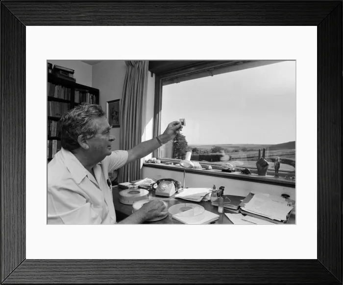 Framed Print : Denis Healey at leisure in his study at his home in Sussex