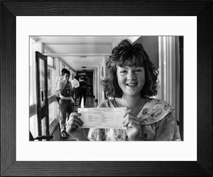 Framed Print : Students received their GCSE results at Duffryn Comprehensive School, Newport Framed Print : Students received their GCSE results at Duffryn Comprehensive School, Newport