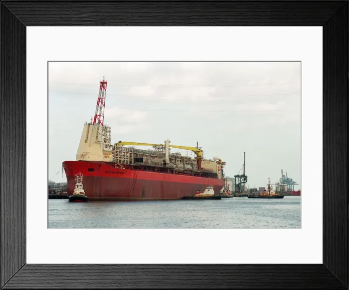 Framed Print : The North Sea Producer ship leaves its berth on the River Tees ready to set off to work