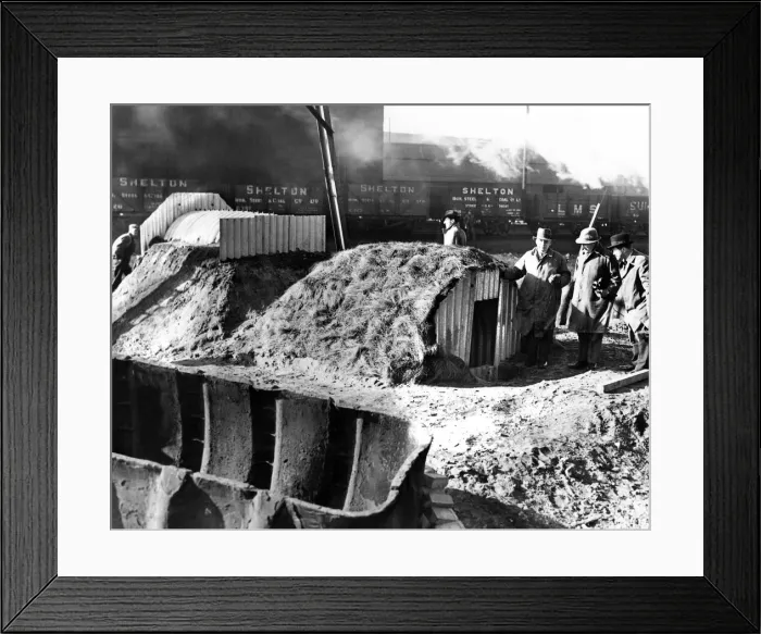 Framed Print : Viewing the two Home Office steel shelters which are being made by John Summers Framed Print : Viewing the two Home Office steel shelters which are being made by John Summers