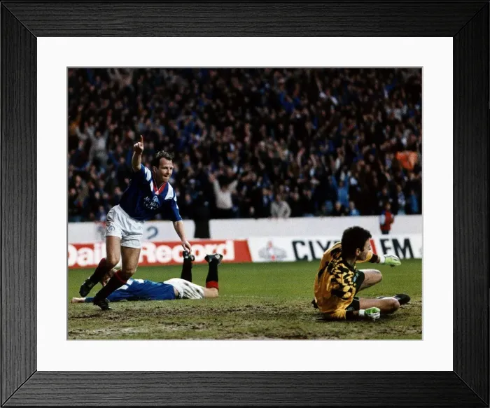 Framed Print : Trevor Steven footballer Rangers FC scores winner in derby league match agianst Celtic Framed Print : Trevor Steven footballer Rangers FC scores winner in derby league match agianst Celtic