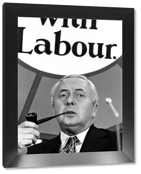 Labour Party Press Conference held at Transport House. Harold Wilson. 4th October 1974