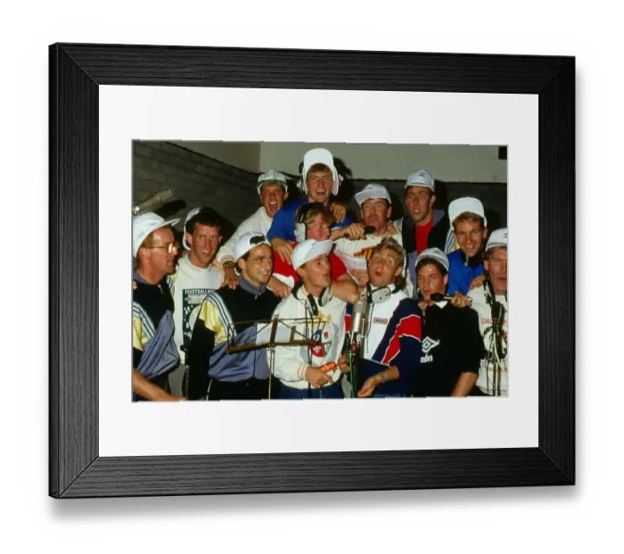 Framed Print : Celtic squad in recording studio making record August 1988 Framed Print : Celtic squad in recording studio making record August 1988