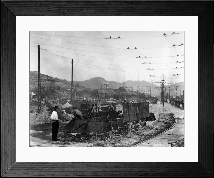Framed Print : A-Bomb special feature by Tom Parry Nagasaki site of second Atomic bomb this time a