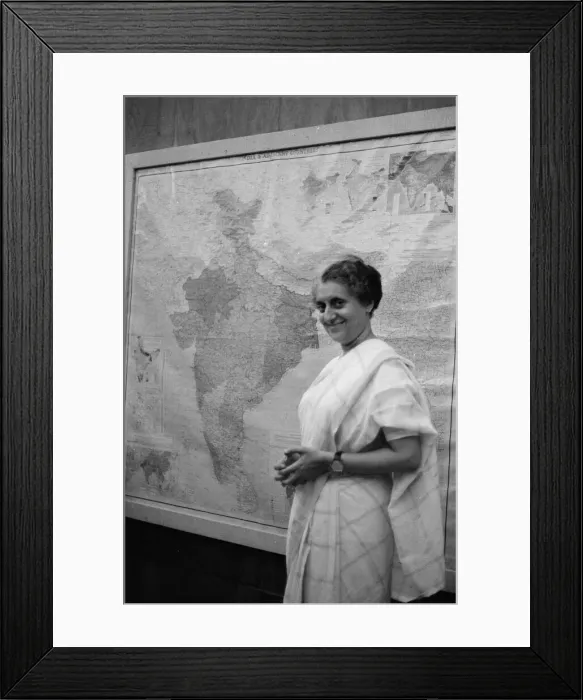 Framed Print : Indira Gandhi, Prime Minister of India, photographed in her office in the Indian Framed Print : Indira Gandhi, Prime Minister of India, photographed in her office in the Indian