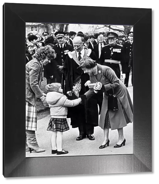 Queen Elizabeth II visits North Wales. Three year old Natalie Davies says '