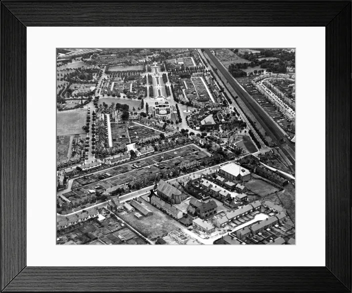 Framed Print : Port Sunlight, Cheshire. Factories can be seen in the background. 10th August 1937 Framed Print : Port Sunlight, Cheshire. Factories can be seen in the background. 10th August 1937