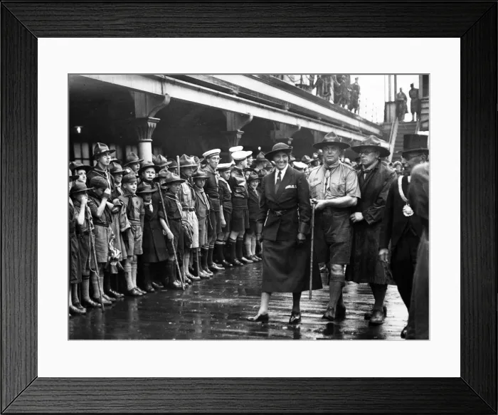 Framed Print : Lady Baden Powell inspects the Guard of Honour before departing with the Chief Scout Framed Print : Lady Baden Powell inspects the Guard of Honour before departing with the Chief Scout