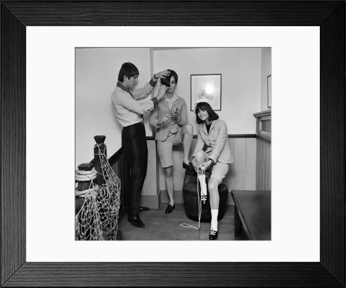 Framed Print : Chantal Goya, (on the right) oung French pop star pictured at the Bagatel French clothes Framed Print : Chantal Goya, (on the right) oung French pop star pictured at the Bagatel French clothes