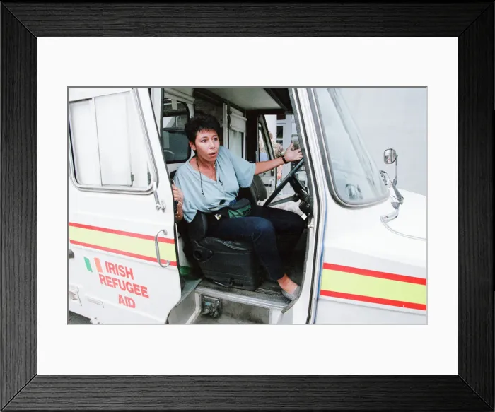 Framed Print : Sally Becker, British Aid Worker pictured August 1993. Returns to Mostar Framed Print : Sally Becker, British Aid Worker pictured August 1993. Returns to Mostar