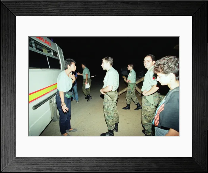 Framed Print : Sally Becker, British Aid Worker pictured August 1993. Returns to Mostar Framed Print : Sally Becker, British Aid Worker pictured August 1993. Returns to Mostar