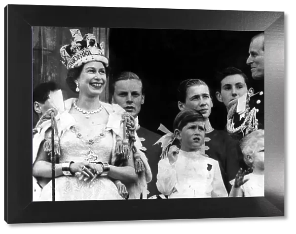 Queen Elizabeth and Prince Philip on the balcony of Buckingham palace on Coronation Day