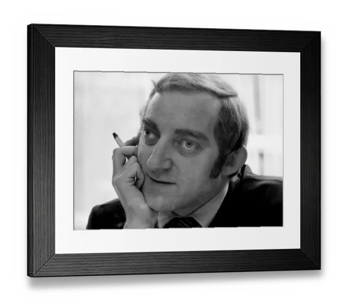 Framed Print : Monty Feldman during a lunch break at the Rediffusion Studios, Wembly Framed Print : Monty Feldman during a lunch break at the Rediffusion Studios, Wembly