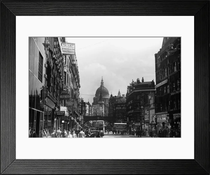 Framed Print : Fleet Street looking towards St Pauls Cathedral and Ludgate Hill. August 1939 Framed Print : Fleet Street looking towards St Pauls Cathedral and Ludgate Hill. August 1939